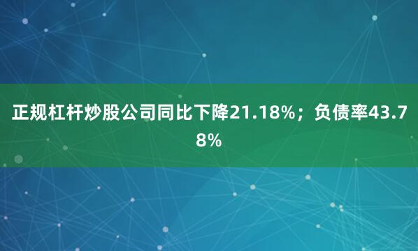 正规杠杆炒股公司同比下降21.18%；负债率43.78%
